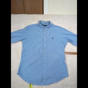 Ralph Lauren Lg Blue Pony Button Up Might Have Light Stain?